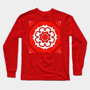 Bright Red Kaleidoscope Pattern (Seamless) 7 Long Sleeve T-Shirt